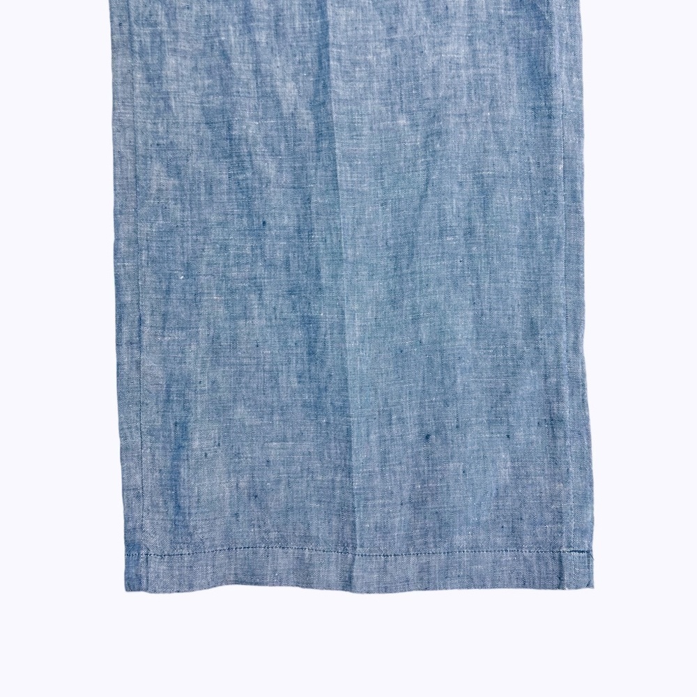 St Tropez West Linen Chambray Jumpsuit Cropped Wide Leg Denim Blue Pockets Sz 2 - Picture 6 of 14